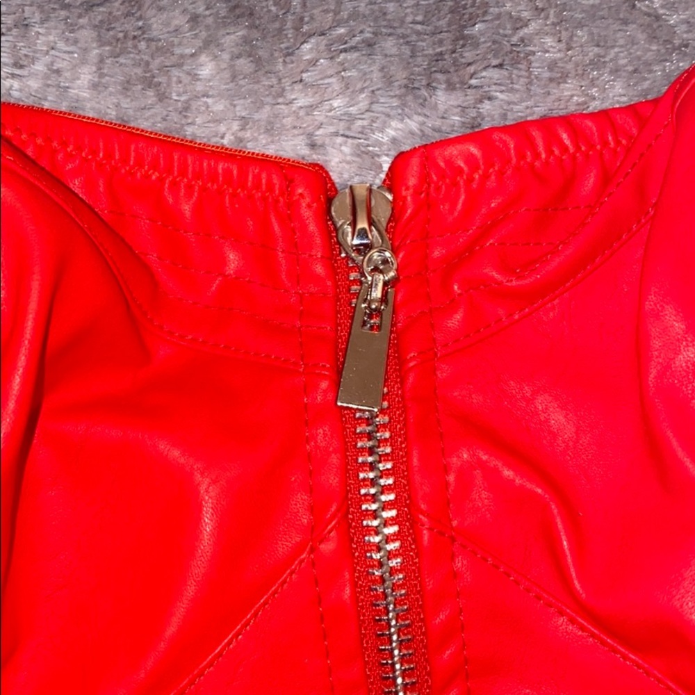 UO Red Bustier Zip Up Crop Tube-top - Picture 6 of 10
